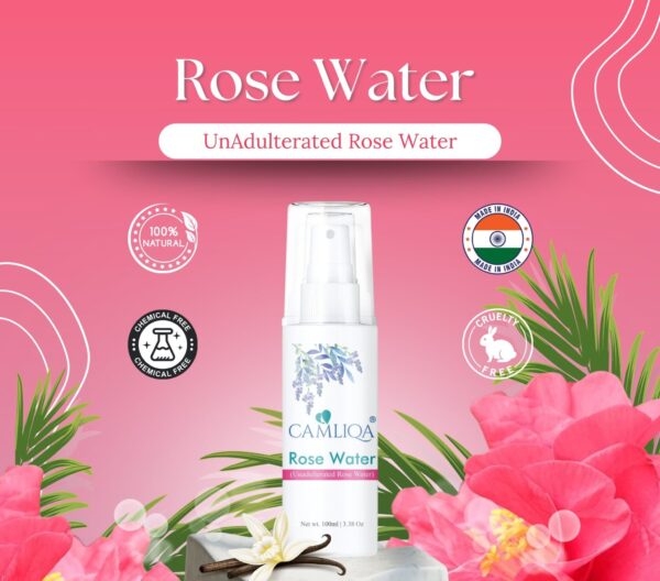 Camliqa Natural Rose Water | Pure & Alcohol-Free Toner for Glowing