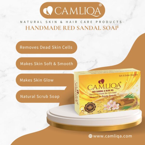 Camliqa Red Sandal Soap | Natural and Handmade Soap for Skin Glowing