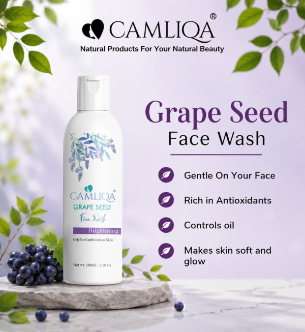 Camliqa Grape Seed Face Wash | Natural Cleanser for Oily & Acne-Prone